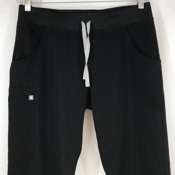 FIGS - WOMEN'S MEDIUM - BLACK DRAWSTRING WAIST CARGO SCRUB PANTS - Picture 2 of 8